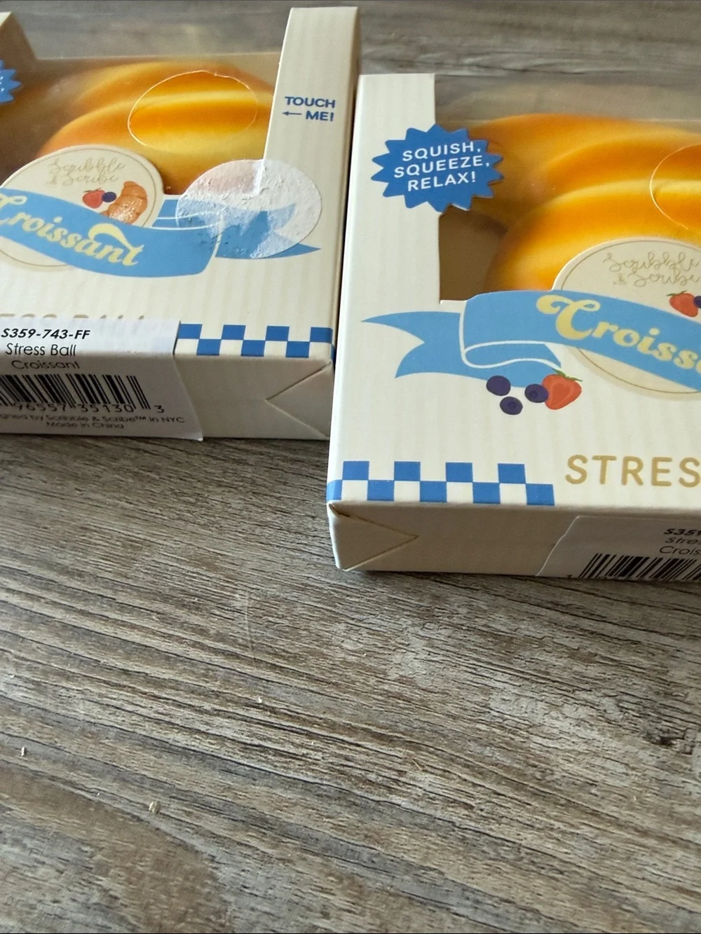 Croissant Stress Ball - Yellow/Orange Squishy Stress Relief set of 2